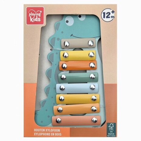 22729 Playing Kids Houten Xylofoon Dinosaurus 12mnd   
