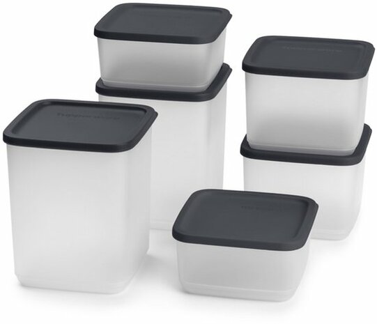 10304 Tupperware Cubix Set Zwart (6 stuks) 