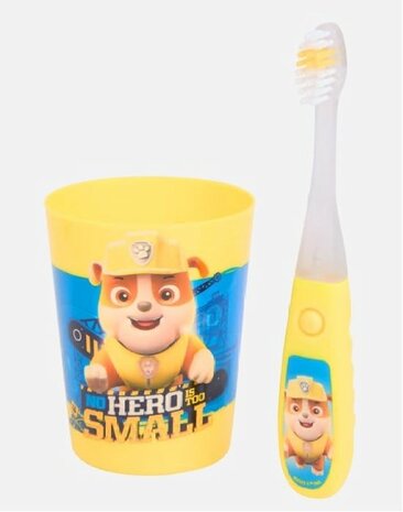 04070 Paw Patrol Rubble Tandenborstelset met Timer Geel