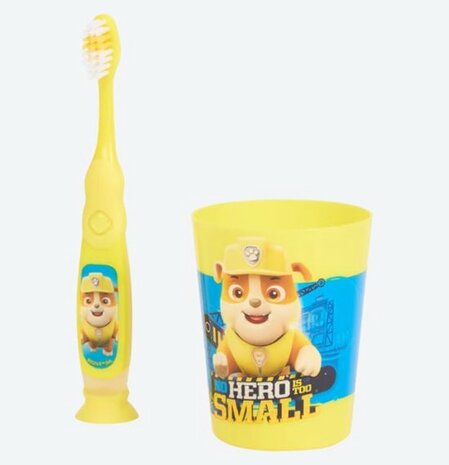 04070 Paw Patrol Rubble Tandenborstelset met Timer Geel