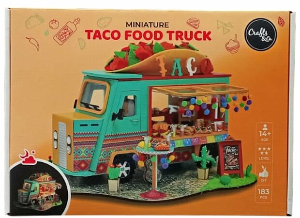 34510 Crafts&Co Miniature Taco Food Truck DIY Bouwpakket met Ledverlichting
