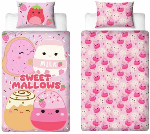 88363 Squishmallows dubbelzijdig Dekbedovertrek 1 persoons 140x200cm