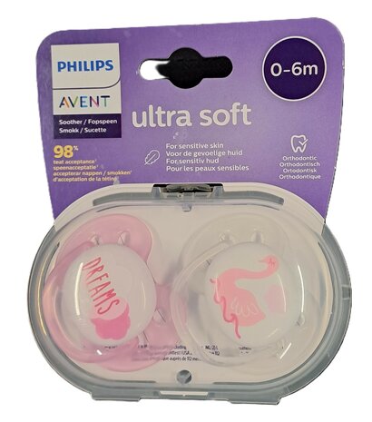 38613 Philips Avent Fopspeen 0-6Mnd Soft Roze 2 stuks
