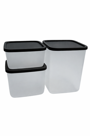 63278 Tupperware Cubix set van 3 vierkante dozen Transparant