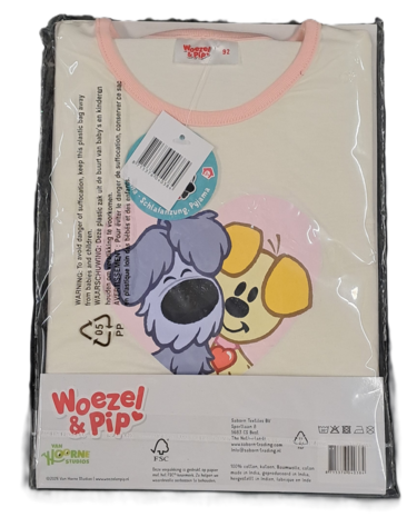 40384 Woezel en Pip Pyjama Roze Maat 92