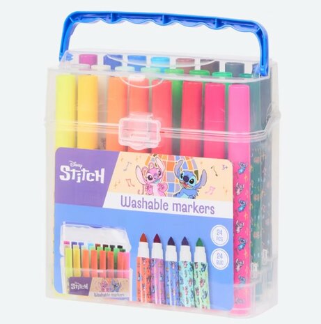 09486 Disney Stitch Uitwasbare Markers 24 stuks in koffertje  