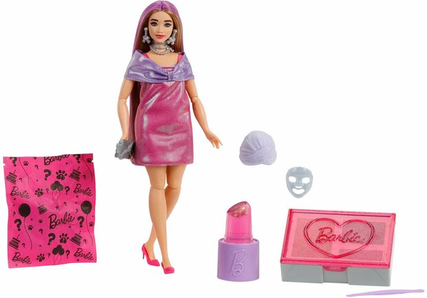 308637 Barbie pop met roze glitters