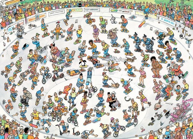 003466 Jumbo Jan van Haasteren Puzzel Skateboarden in de Bowl 2000 stukjes