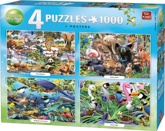 Waakzaamheid Afleiden regen 55930 KING Puzzel 4in1 Animal World Collectie 4x 1000 Stukjes -  ALMAspeelgoed.nl