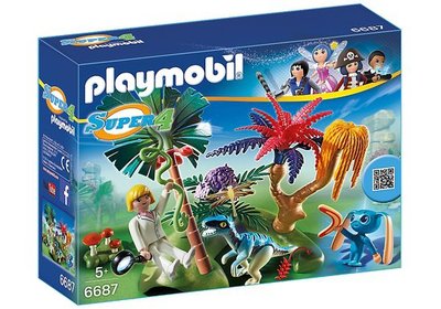 6687 PLAYMOBIL Super4 Verlaten wereld met Alien en Raptor