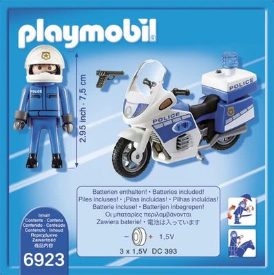 6923 PLAYMOBIL City Action Politiemotor met LED-licht