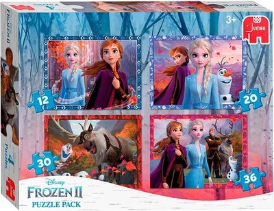 19747 Jumbo 4in1 Puzzel Frozen2 12/20/30/36 stukjes