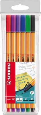 16132 Stabilo point 88 Fineliner 0,4 mm 6 stuks