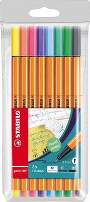 93499 Stabilo point 88 Fineliner Pastelkleuren 8 kleuren