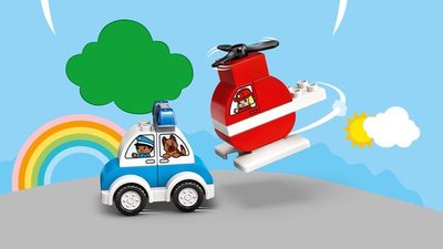 10957 LEGO DUPLO Brandweerhelikopter en Politiewagen 