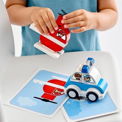10957 LEGO DUPLO Brandweerhelikopter en Politiewagen 