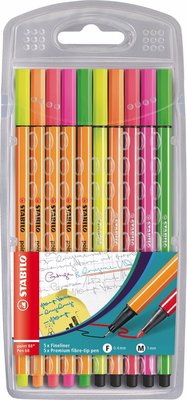 58887 Stabilo Point 88 Fineliner & Vilstiften Neon 10 Stuks