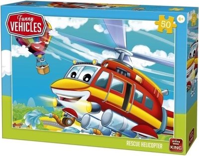 05519 King Puzzel Funny Vehicles Rescue Helicopter 50 Stukjes