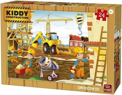 05459 King Puzzel Kiddy Construction Construction site 24 Stukjes