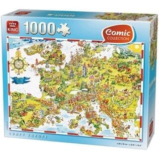 56045 KING Puzzel Comic Crazy Europe 1000 Stukjes