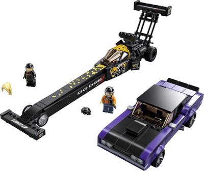 76904 LEGO Speed Champions Mopar Dodge//SRT Top Fuel Dragster en 1970 Dodge Challenger T/A - Zwart