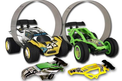 04 Trixx 360 2 Stuntcars (groen/geel) incl. Stuntramp bocht