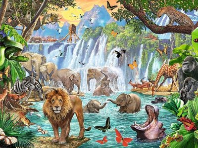 164615 Ravensburger Puzzel Waterval in de jungle 1500 stukjes