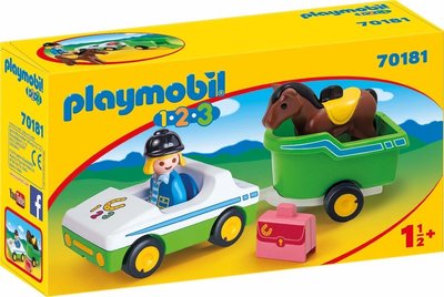 70181 PLAYMOBIL 1.2.3 Wagen met paardentrailer