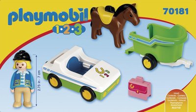 70181 PLAYMOBIL 1.2.3 Wagen met paardentrailer