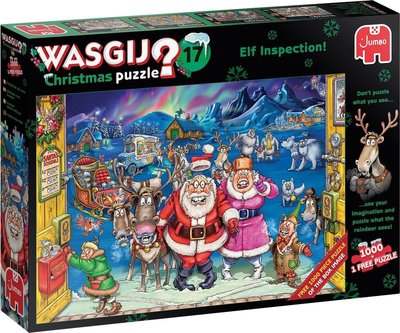 25003 Jumbo 2in1 Puzzel Wasgij Christmas17 Elf Inspection! 2x1000 stukjes