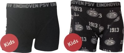 35937 PSV Boxershort 2-Pack grijs/zwart maat 128-134