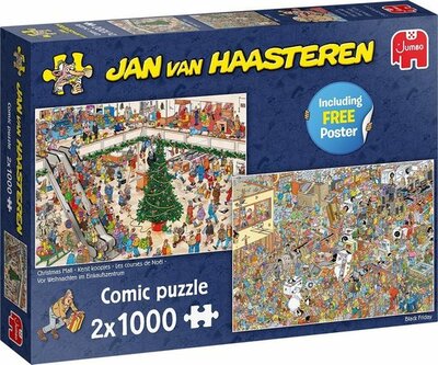 20033 Jumbo 2in1 Puzzel Jan Van Haasteren Kerst Koopjes & Black Friday 2x 1000 Stukjes