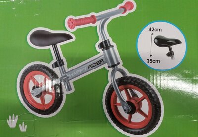 49475 Playing Kids Metalen Loopfiets Zilvergrijs/Rood