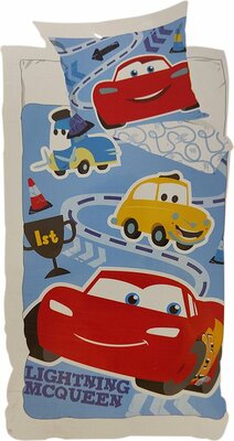 07551 Disney Baby Cars Éénpersoons Dekbedovertrek + Kussensloop