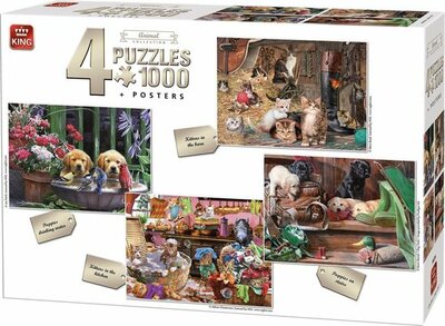 56076 KING Puzzel Dieren 4in1 4x 1000 Stukjes