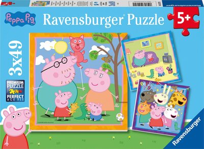 55791 Ravensburger puzzel Familie en vrienden van Peppa Pig - 3 x 49 stukjes