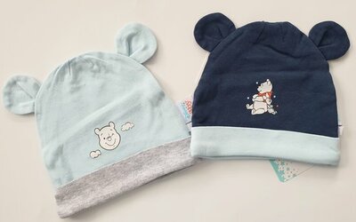 95104 Disney Winnie the Pooh Baby Mutsjes set van 2 Maat 86/92 Blauw