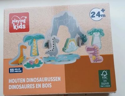 21687 Playing Kids Houten Dinosaurussen 11-delig