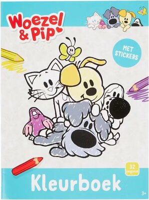 66468 Woezel en Pip Kleurboek met Stickers Blauw