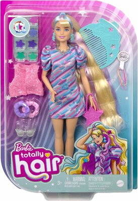 14835 Barbie Totally Hair Doll Blond, blauw, paars