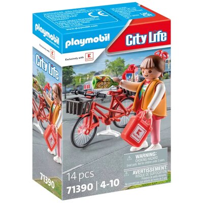 71390 Playmobil City Life Klant op fiets bij supermarkt