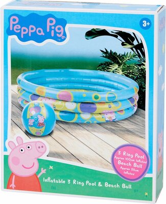 88401 Peppa Pig 3-rings Opblaasbaar Zwembadje met Strandbal Ø 100cm