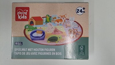 38316 Playing Kids Speelmat met Houten Figuren Huisdieren