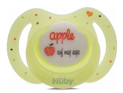 44735 Nuby Little Moments Glow In The Dark Speen - 0 t/m 6m BIG APPLE of my eye Groen