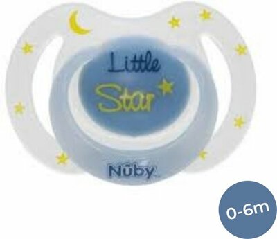 44735 Nuby Little Moments Glow In The Dark Speen - 0 t/m 6m Little Star Blauw/Wit