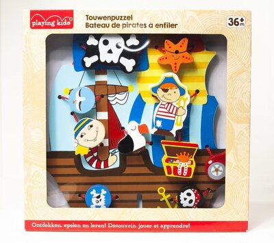 222063 Playing Kids ''Touwenpuzzel'' puzzel Piratenboot met touw