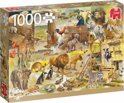 18854 Jumbo Puzzel Classic Collection Rien Poortvliet Building Noah's Ark 1000 stukjes