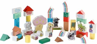 51895 Woezel en Pip Ton met Houten Blokken 50-delig