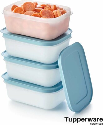 61784 Tupperware Essentials Freezer4 Bakjes van 450 ml L blauw deksel