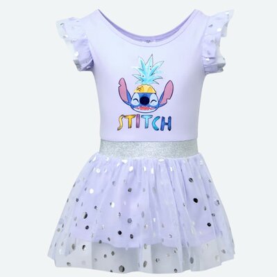 10944 Disney Stitch Jurk met Tule Lila Maat 98-104